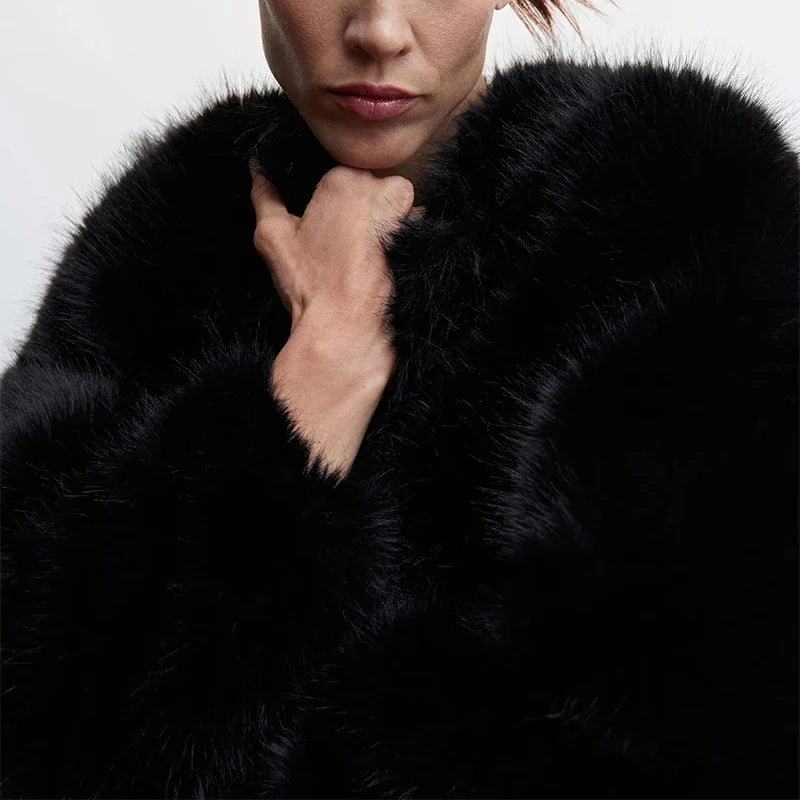 Ins Hot Brand Fashion Black Warm Cozy Cropped Faux Fur Coat Women Winter 2024 Chic Girls Street Fashion Luxury Short Fur Jacket