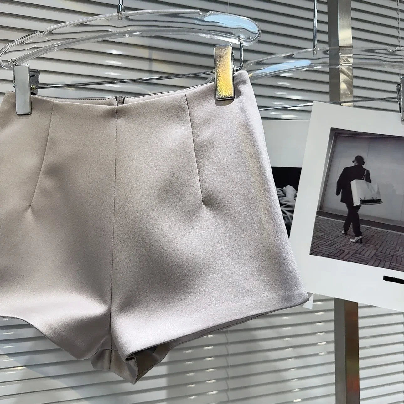 Korean Style Simple High-Waisted A- Line Casual Pants 2024 Spring Versatile Slimming Base Shorts Satin Three-Quarter Length Trou