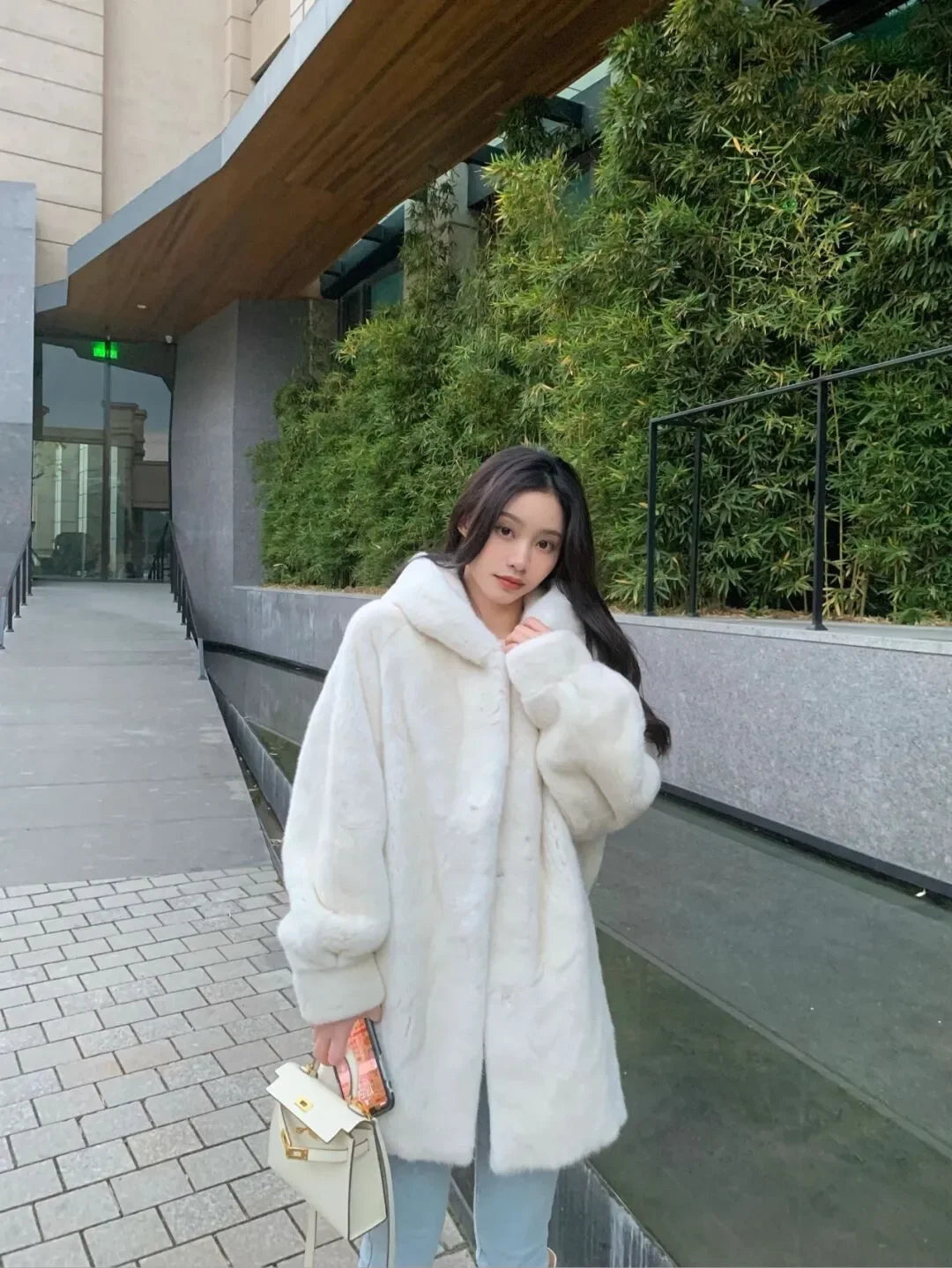 Faux Mink Fur Coat for Women,Covered Button Jackets,Hooded Overcoat,Female Clothes,Thicken Warm,Winter,New, 2025