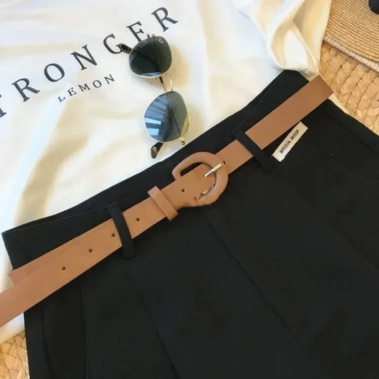 Wide Leg Shorts for Women Summer Thin Cotton A Line Short Pants Office Lady Classic Loose Casual Zipper Women‘s Shorts   high