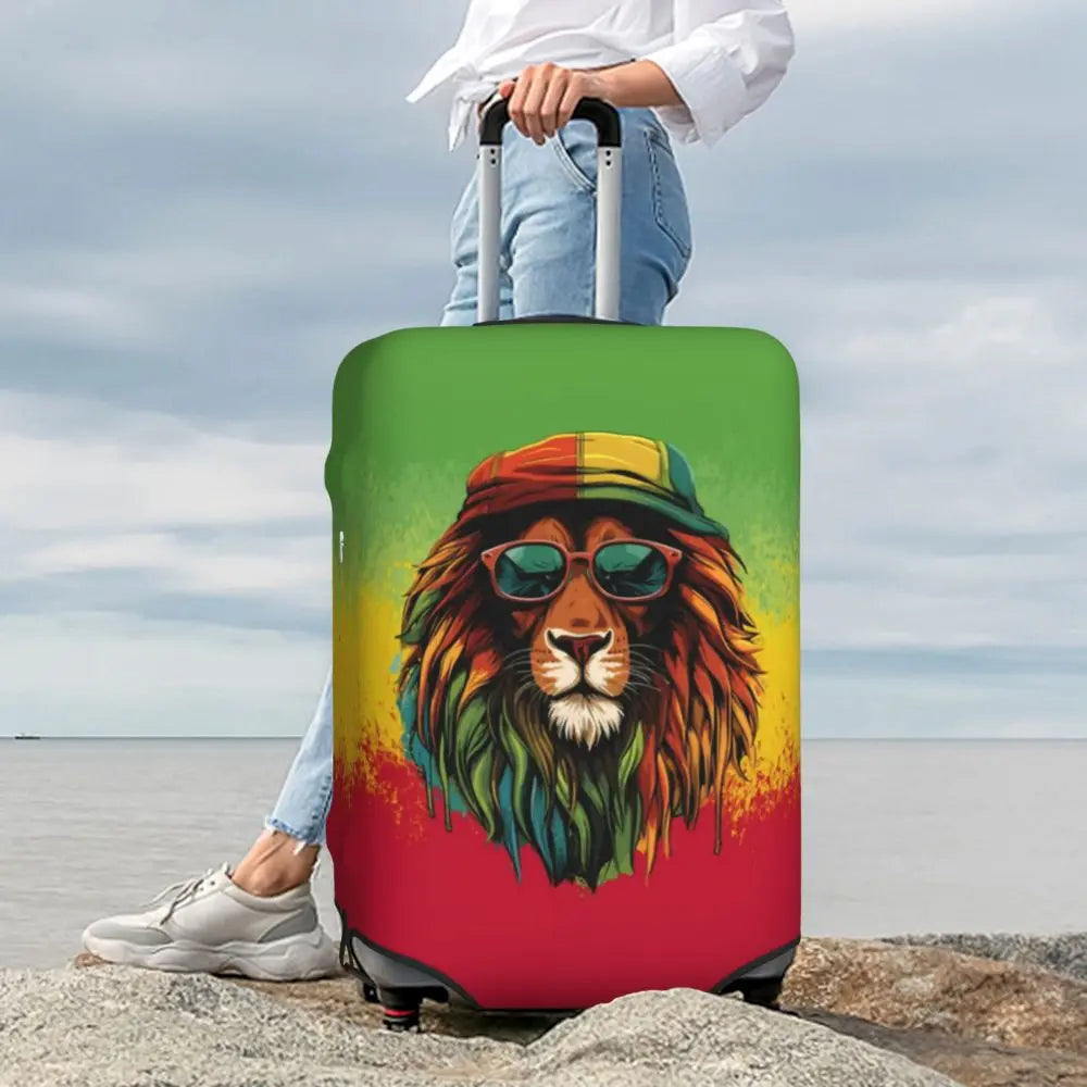 Custom Cute Jamaica Rasta Judah Lion Rastafari Flag Luggage Cover Protector Dust Proof Travel Suitcase Covers