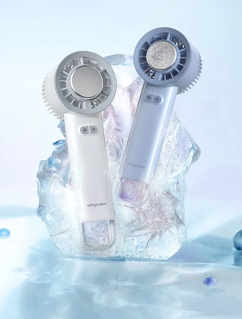 Portable Ice Compress Mini Fan with Hook 3-speed Wind Adjustable USB Rechargeable High-speed Handheld Turbo Fan 3S Fast Cooling