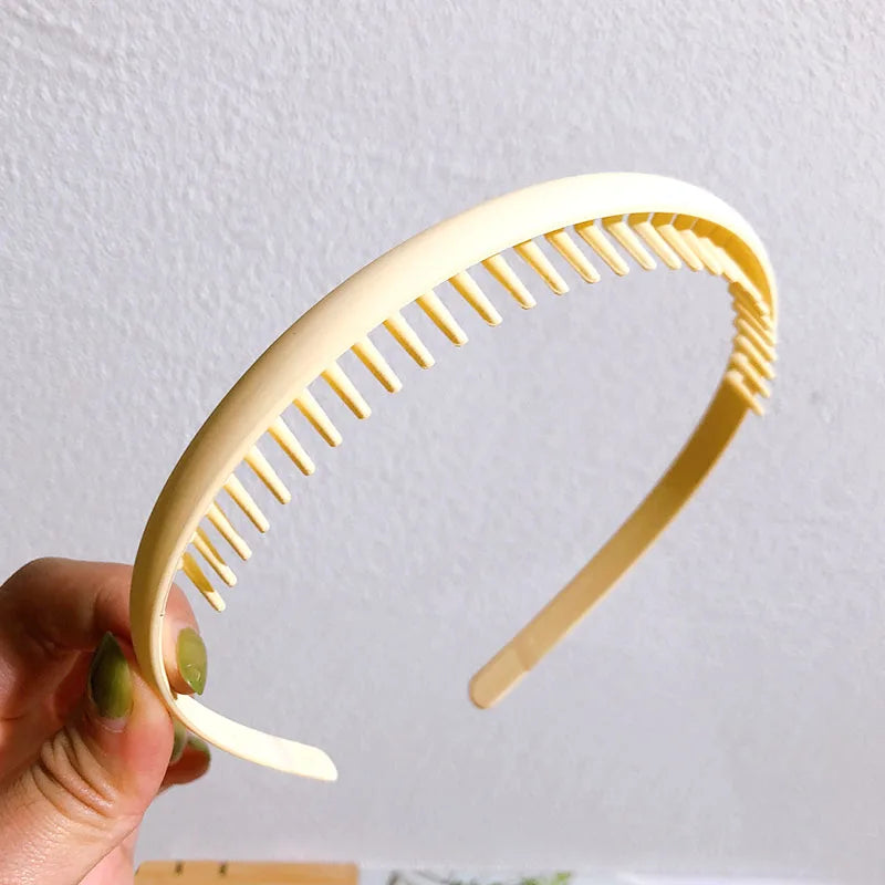 Fashion Solid Color Plastic Hairbands For Women Toothed Wave Combs Non-slip Hair Bands Hair Accessories Girl Face Wash Headbands