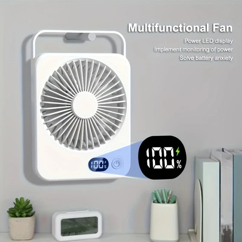 Portable Mini Desk Fan 2025 New USB Charging Rapid Cooling With Digital Display Desktop Air Circulator 5-Speed 180° Adjustable
