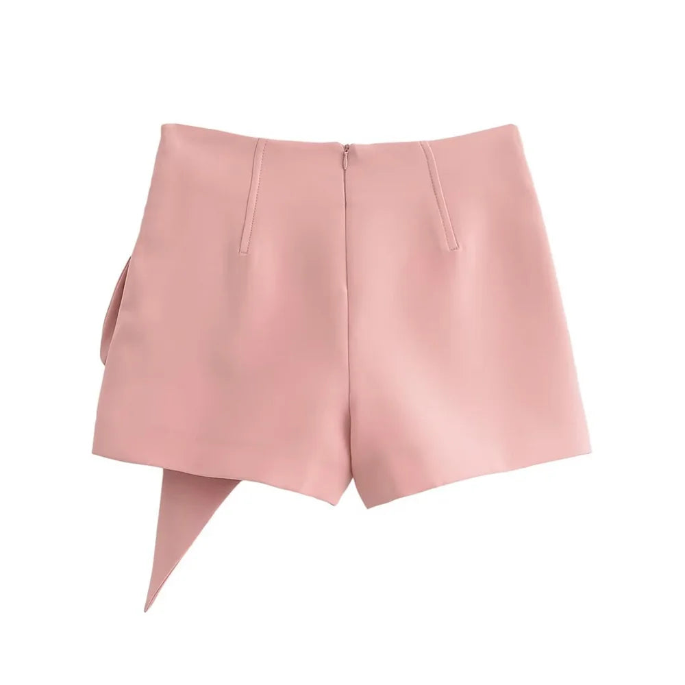PB&ZA2024 Summer New Product Fashion Casual Women's High Waist Versatile Half body Skirt Pants Straight Leg Shorts