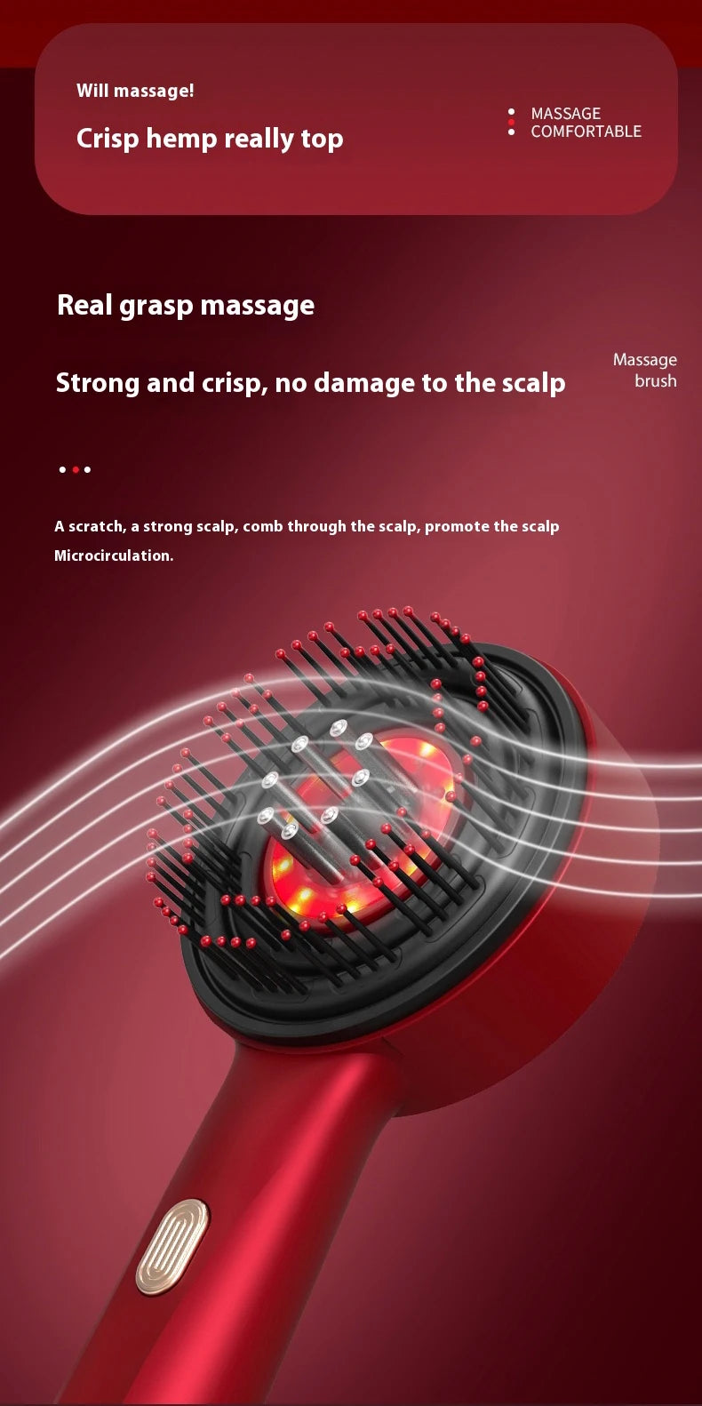Hair care comb, scalp kneading massager, liquid guide comb, red light hair care comb, electric massage comb