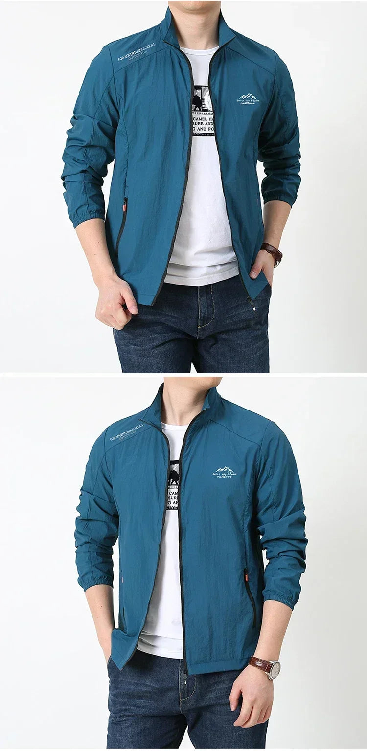 Men Summer Lightweight Breathable UV Sun Protection Jacket Ice Silk Cooling Sport Hooded Windbreaker Outdoor Running Skin Coat