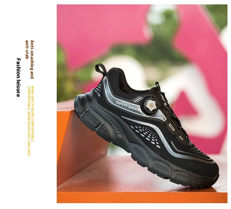 Rotating Button Men Shoes Security Sneakers Steel Toe Shoes Puncture-Proof work Shoes Anti-smash Sport Safety Shoes Protective