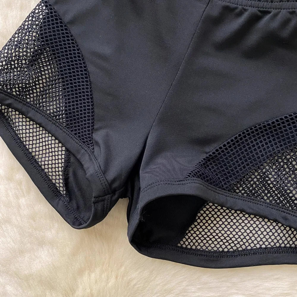 Foamlina Women's Casual Sweatpants Girl's Summer New Sexy Tight Hip Pants Pure Lust Black Grid Patchwork Y2K Street Shorts