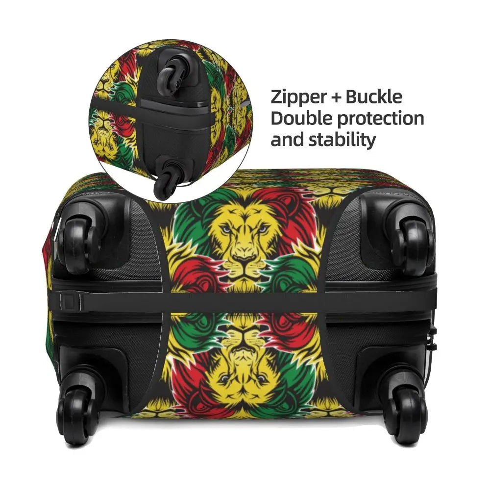 Custom Cute Jamaica Rasta Judah Lion Rastafari Flag Luggage Cover Protector Dust Proof Travel Suitcase Covers