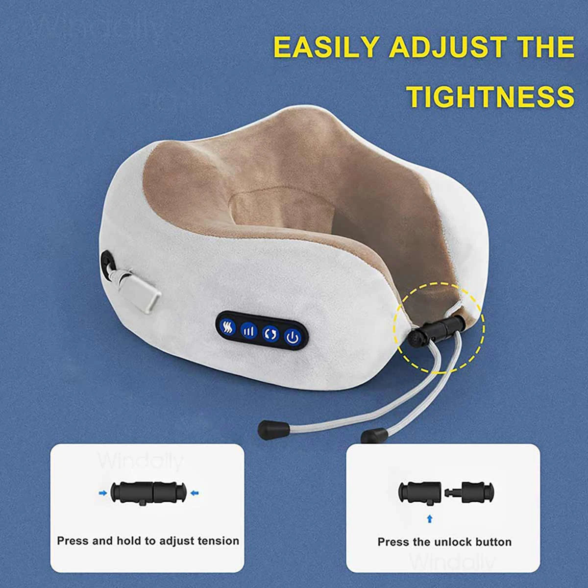 Portable U-Shape Neck Pillow Massage Machine Heat Vibrater Shoulder Neck Muscle Relax Electric Massager Instrument USB Charging