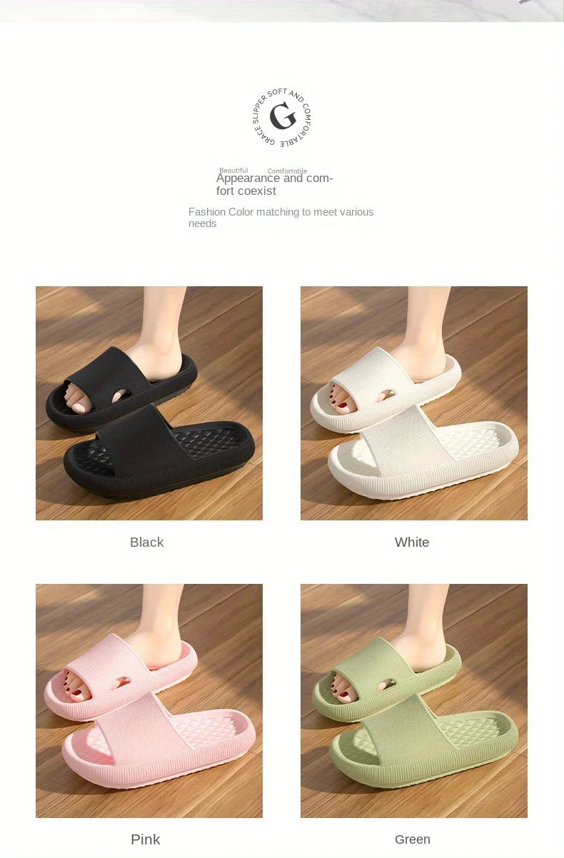 Women Thick Platform Cloud Slippers EVA Soft Sole Pillow Slides Summer Beach Flip Flops Women Non Slip Bathroom Home Slippers