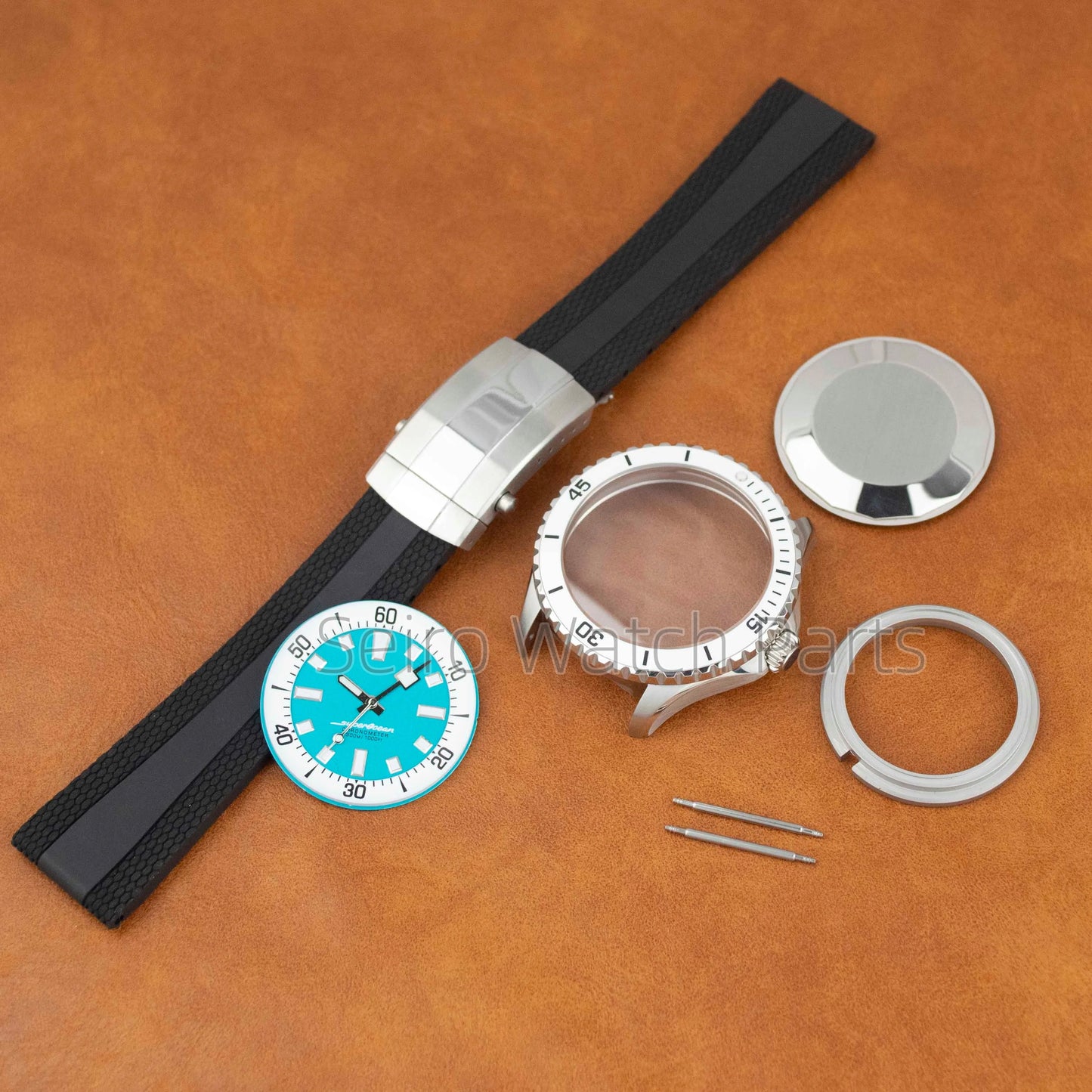 for SUPEROCEAN NH35 Case Rubber Strap Dial Hands 200m Dive Watch Men Stainless Steel Sapphire Crystal fit for NH35 NH36 Movement