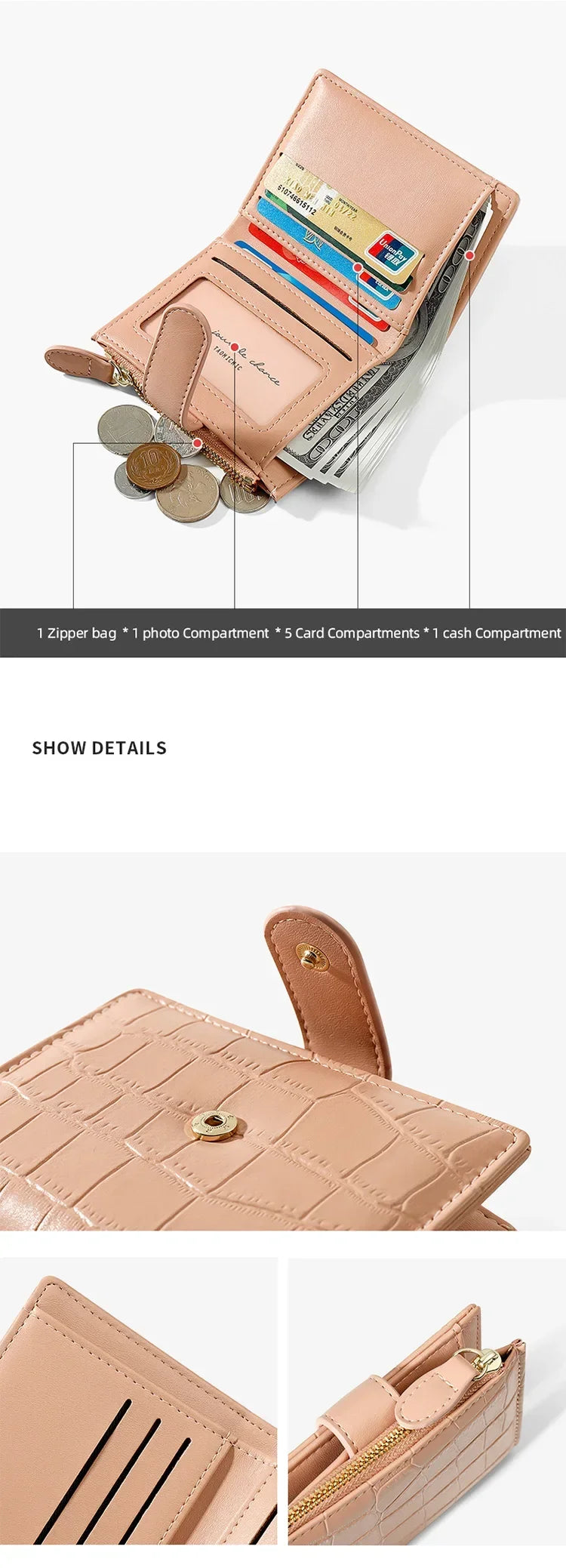 New PU Leather Design Mini Standard Purses for Women Fashion Stone Pattern Small Wallets Coin Pures Ladies Popular Card Holder