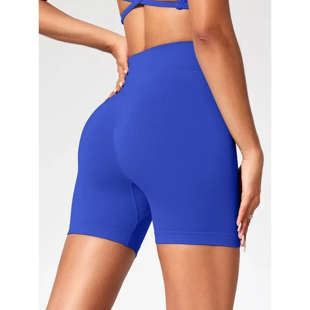 Gym Women's Summer Yoga Shorts High Waist and Hip Lifting Tight and Sexy Solid Color Shorts Fitness Yoga Exercise Leggings