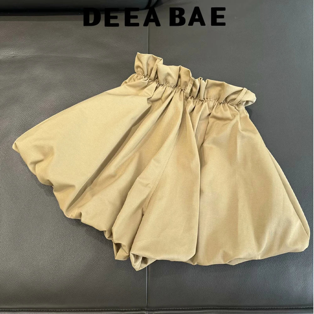 DEEABAE Spring And Summer New Casual Fashion Temperament Pocket Zipper Balloon Version Pants Skirt Shorts