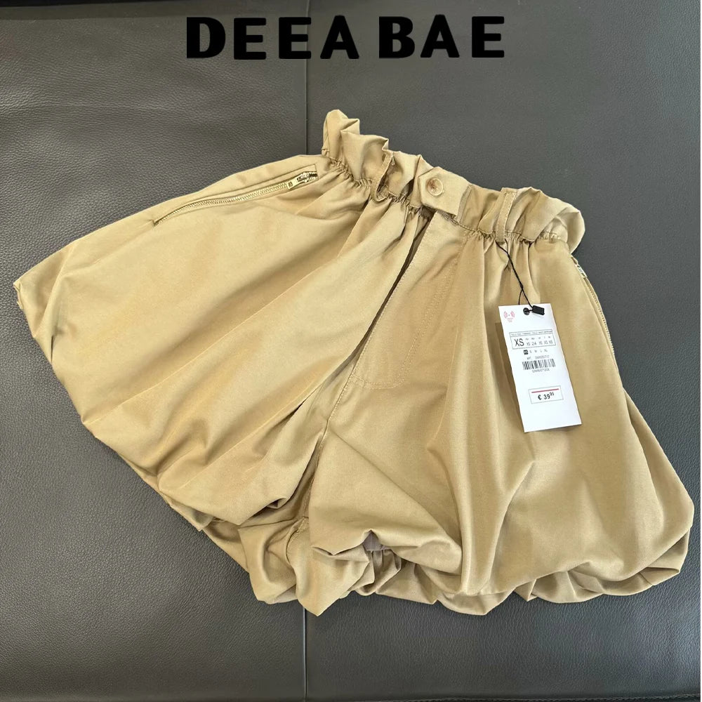 DEEABAE Spring And Summer New Casual Fashion Temperament Pocket Zipper Balloon Version Pants Skirt Shorts