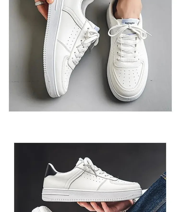 **2025 New White Shoes for Men's Spring Youth Casual Versatile Men's Shoes for Students Pure White Sports Board Shoes