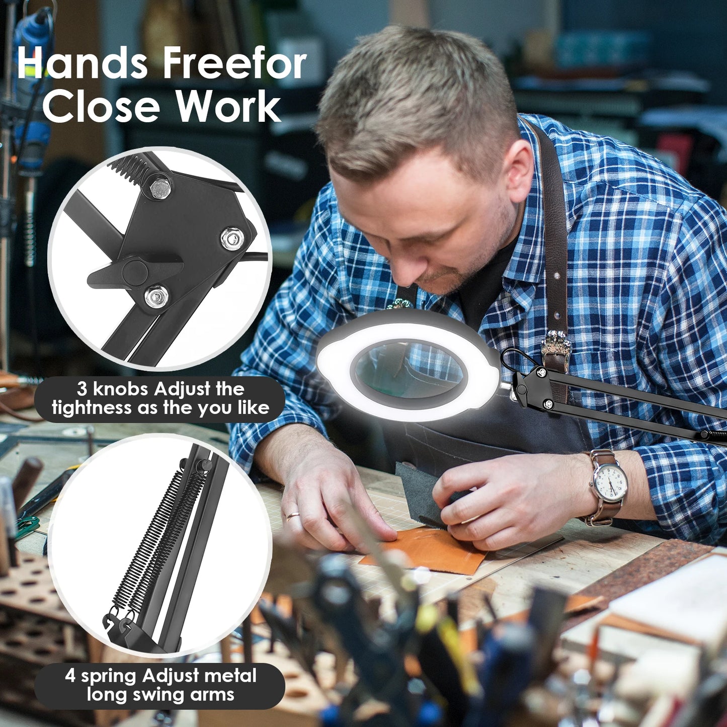 72LED 8X/10X NEW Illuminated Magnifier USB 3 Colors LED Magnifying Glass For Skincare Beauty/Table Lamp/Soldering Iron Repair