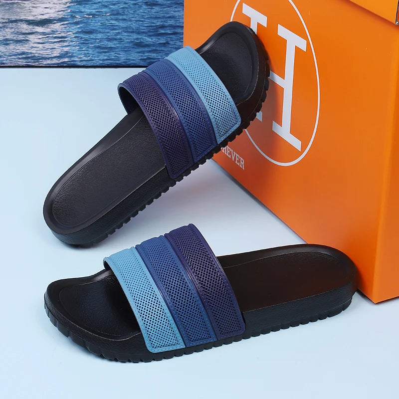 Summer Men Slippers Gradient Design Sandals Outdoor Clogs Soft Beach Slippers Comfortable Casual Indoor Home Shoe For Male 38-47
