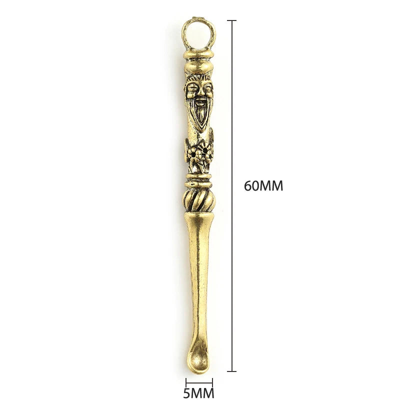 1pc Ear Spoons Retro Brass Dragon Portable Ear Cleaning Tool Ear Pick Ear Wax Remover Curette Cleaner Keychain Pendants