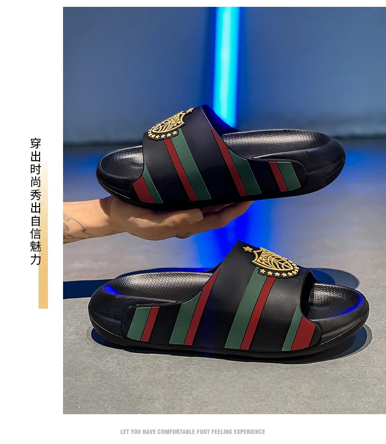 Fashion Designer Slippers For Men Women Summer Casual Men's Slides Outdoor Beach Slippers Lightweight Women's Platform Sandals