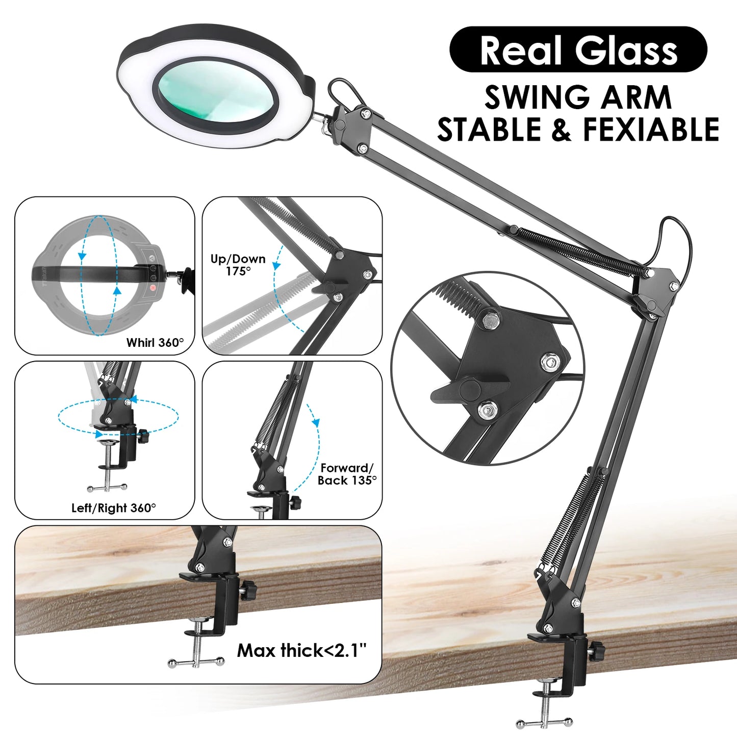 72LED 8X/10X NEW Illuminated Magnifier USB 3 Colors LED Magnifying Glass For Skincare Beauty/Table Lamp/Soldering Iron Repair