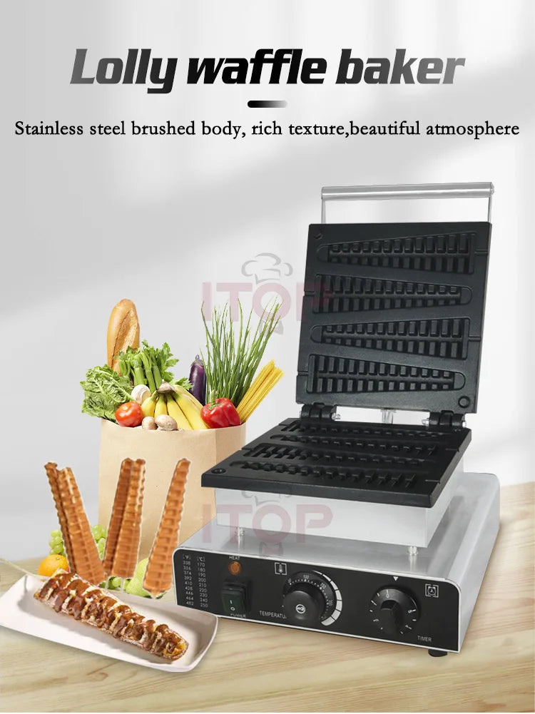 ITOP 2208 Electric Waffle Maker Pine Tree Mould Waffle Pancake Maker Waffle Stick Machine Iron Cast Non Stick Pan 110V 220V