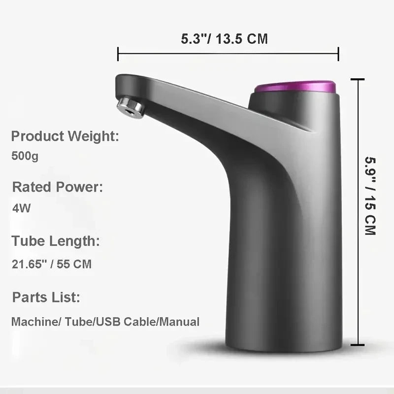 Portable 5-Gallon Water Dispenser with USB Charging Automatic Electric Pump for Home Office Outdoor Use