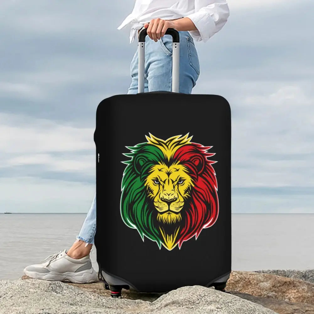 Custom Cute Jamaica Rasta Judah Lion Rastafari Flag Luggage Cover Protector Dust Proof Travel Suitcase Covers