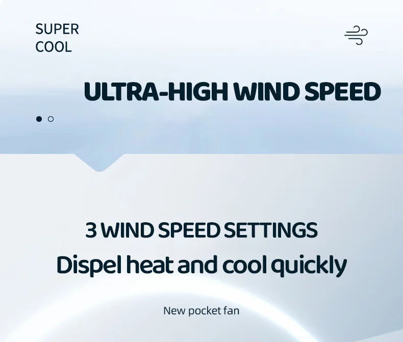 Portable Ice Compress Mini Fan with Hook 3-speed Wind Adjustable USB Rechargeable High-speed Handheld Turbo Fan 3S Fast Cooling
