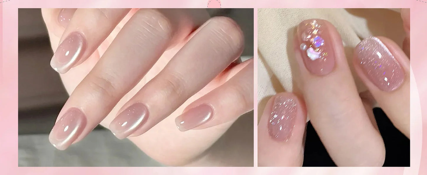 BORN PRETTY 6PCS Pink Ocean Cat Nail Gel Polish Set With Magnet Stick Jelly Holographics Magnetic Nail Kit Salon Art Manicure