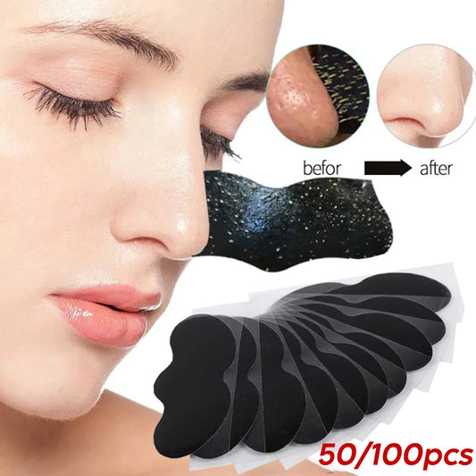 50/100PCS Nose Blackhead Remover Mask Deep Cleansing Skin Care Shrink Pore Acne Treatment Mask Nose Black Dots Pore Clean Strips