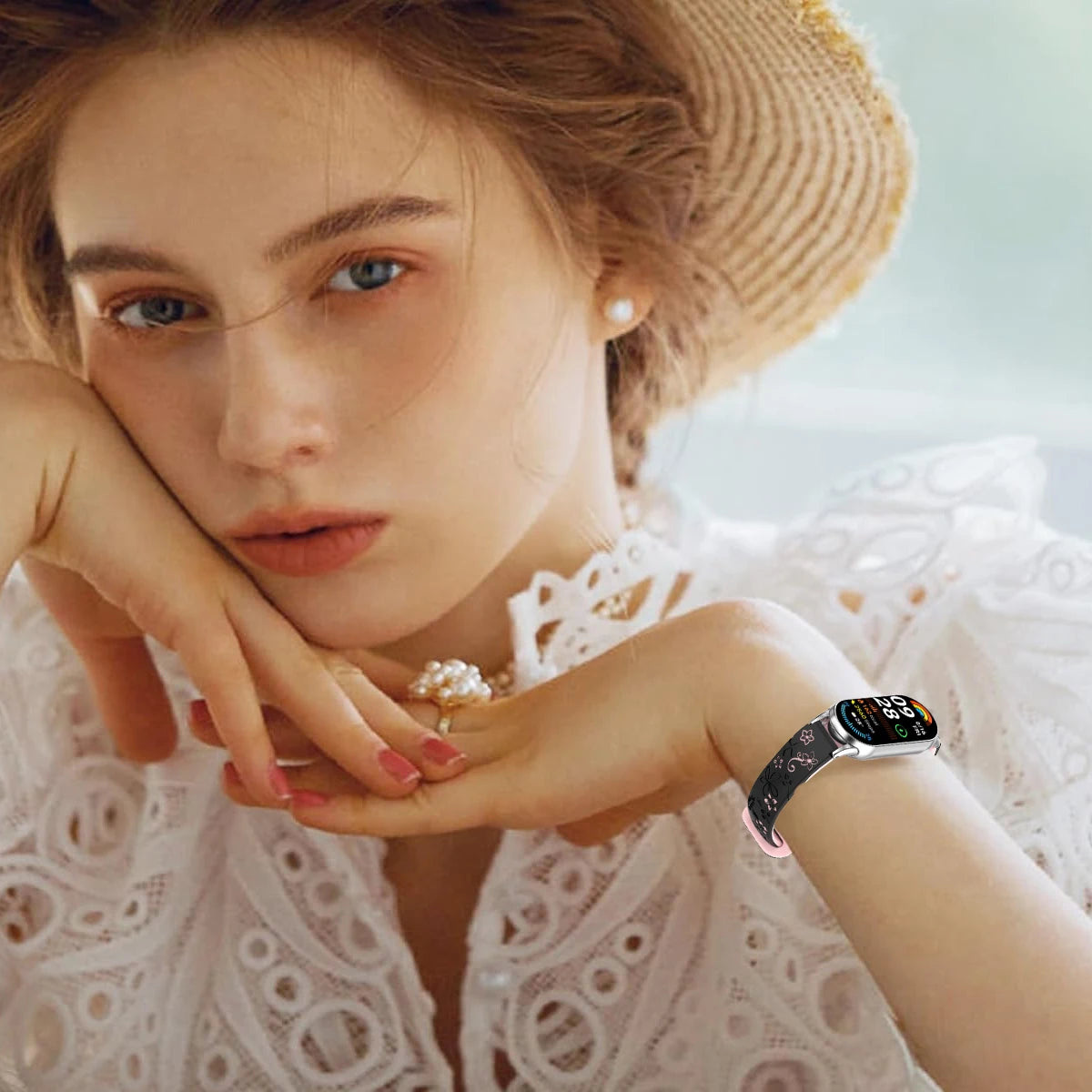 Women Silicone Flower 3D Engraved Bracelet for Xiaomi Band 9 NFC Smart Watch Breathable Watchband for Xiaomi Band 8 NFC strap