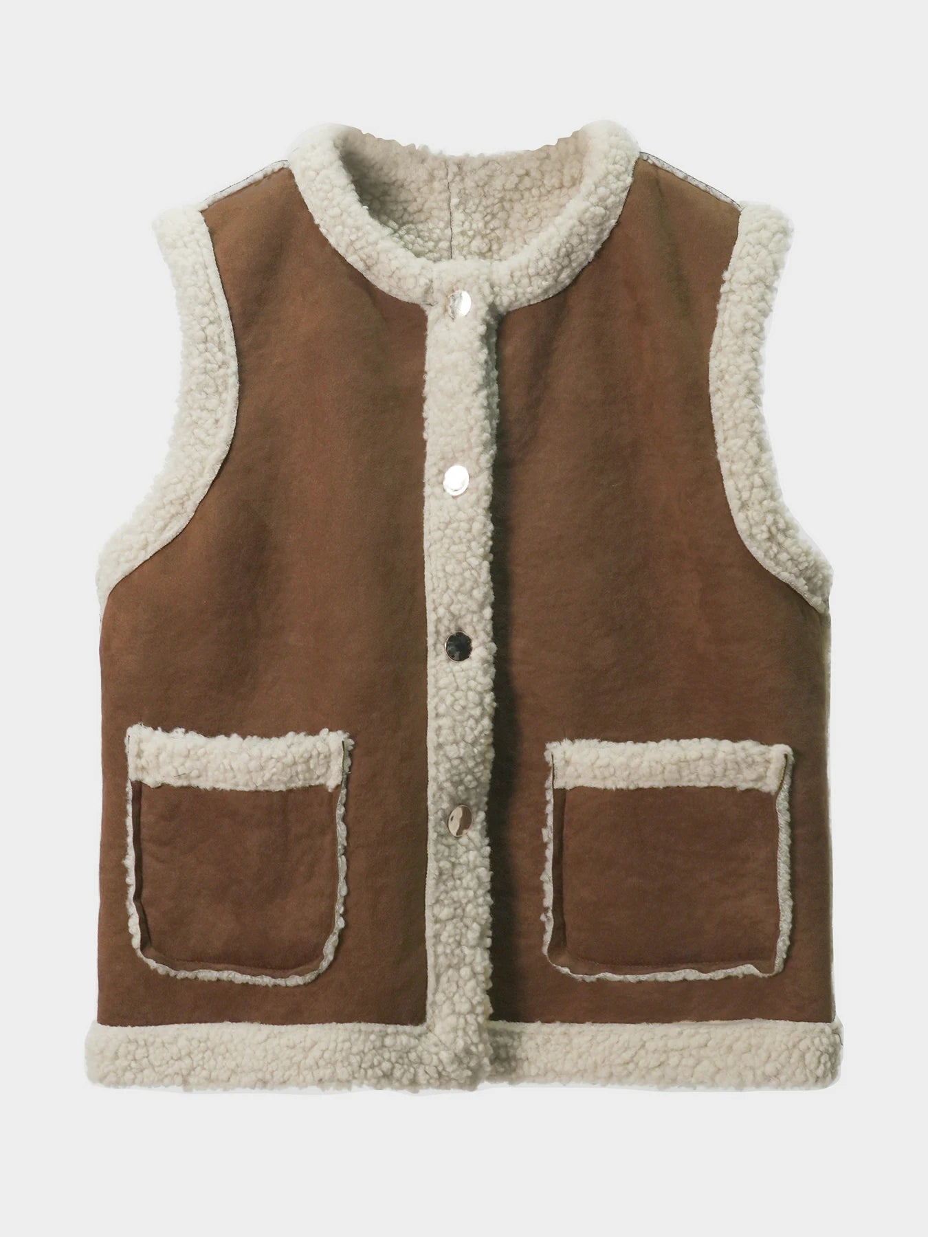 Imitation Lamb Hair Vest Women's Autumn Winter New Style Outwear Warm Suede Vest Thickened Insulation Brown Top Coat For Women