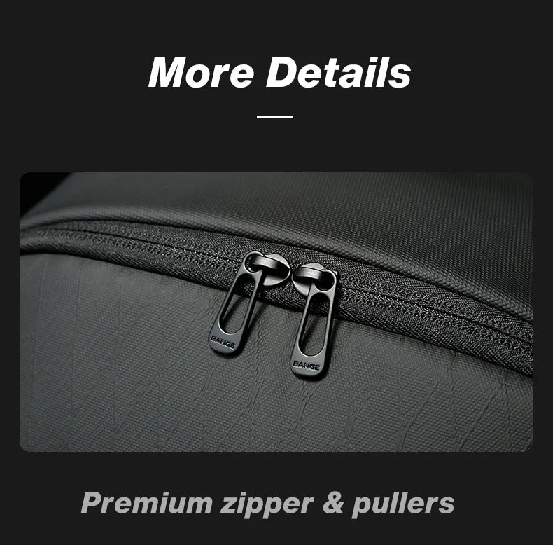 BANGE New Casual Multi-Pockets Big Capacity Daily 15.6inch Laptop Light Waterproof For Business Trip Roomy Men Backpack with YKK