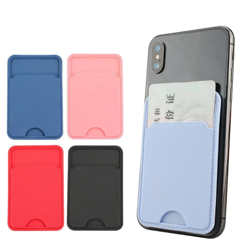 New Phone Wallet Stick on Credit Card Holder Phone Pocket for All Solid Colour Back Cards Holder Phone Card Holder Wallet Case