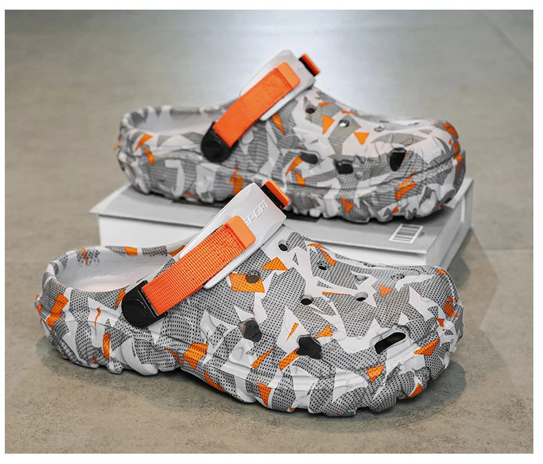 Summer Outdoor Beach Sandals Men Clogs Shoes Men Slippers Camouflage Platform Aqua Shoes Soft EVA Indoor Home Slides Flip Flops