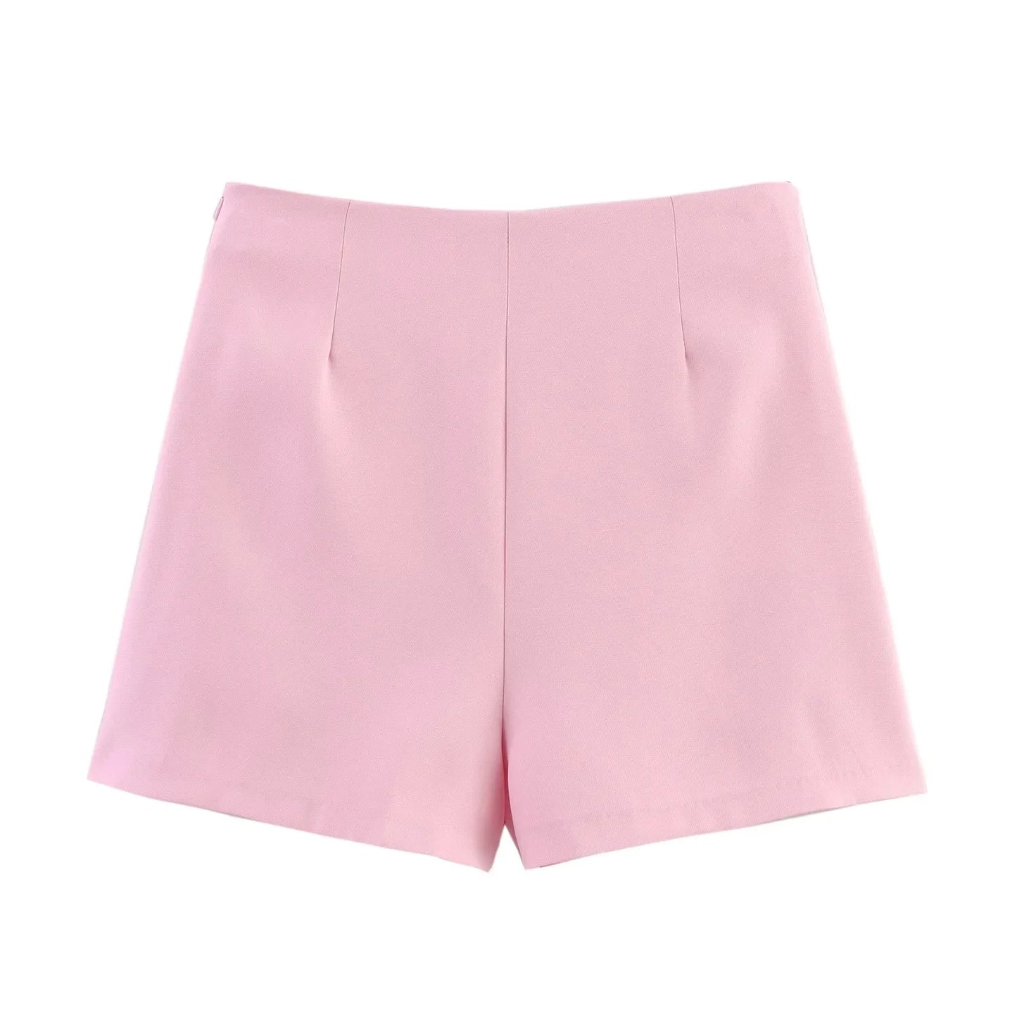 TRAFZA Casual Chic Butter Yellow Women Shorts Skirt Solid Zipper Shorts Skirt Fashion 2025 Spring Summer Elegant Holiday Shorts