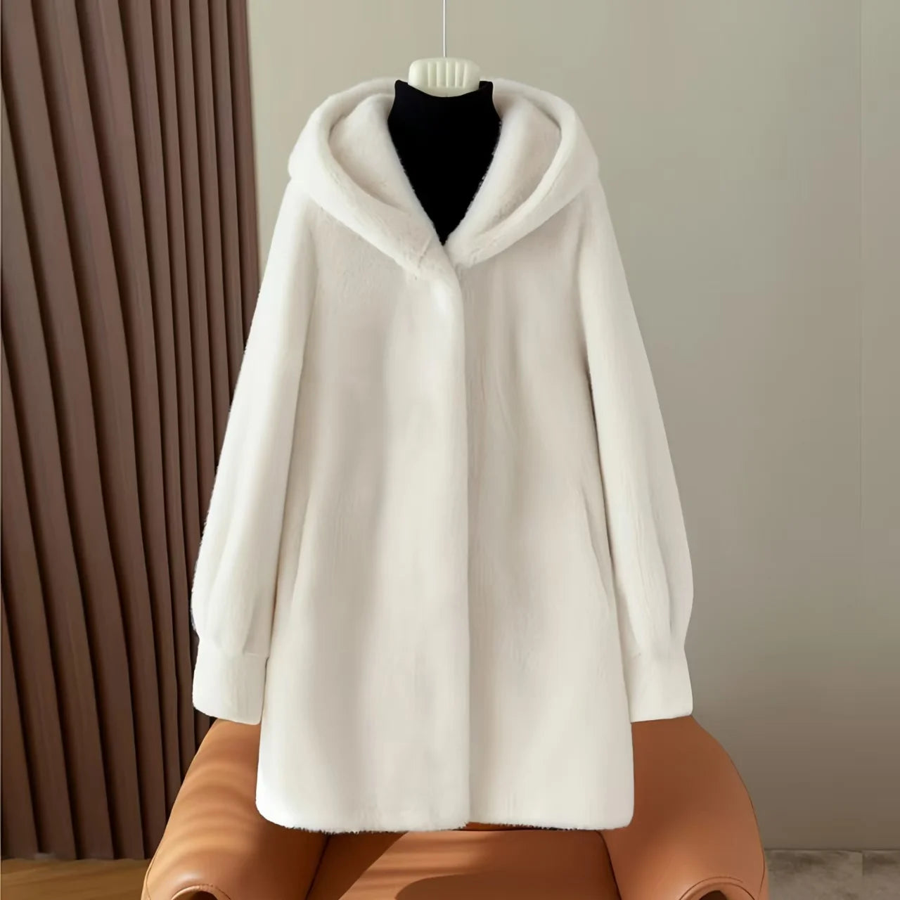 Faux Mink Fur Coat for Women,Covered Button Jackets,Hooded Overcoat,Female Clothes,Thicken Warm,Winter,New, 2025