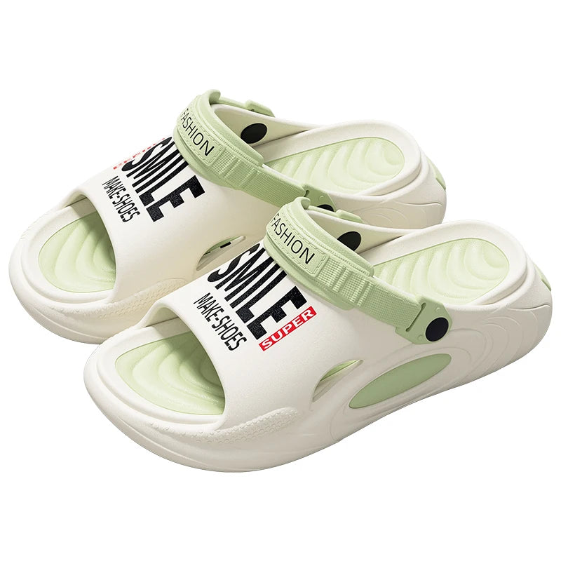 Summer Men Thick Bottom Hole Shoes Beach EVA Platform Slippers Fashion Comfortable Non-Slip Sandals Indoor Outdoor Men Slides