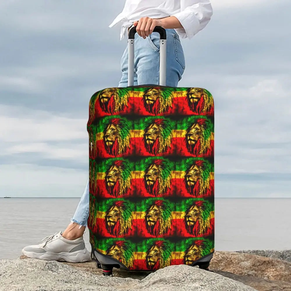 Custom Cute Jamaica Rasta Judah Lion Rastafari Flag Luggage Cover Protector Dust Proof Travel Suitcase Covers