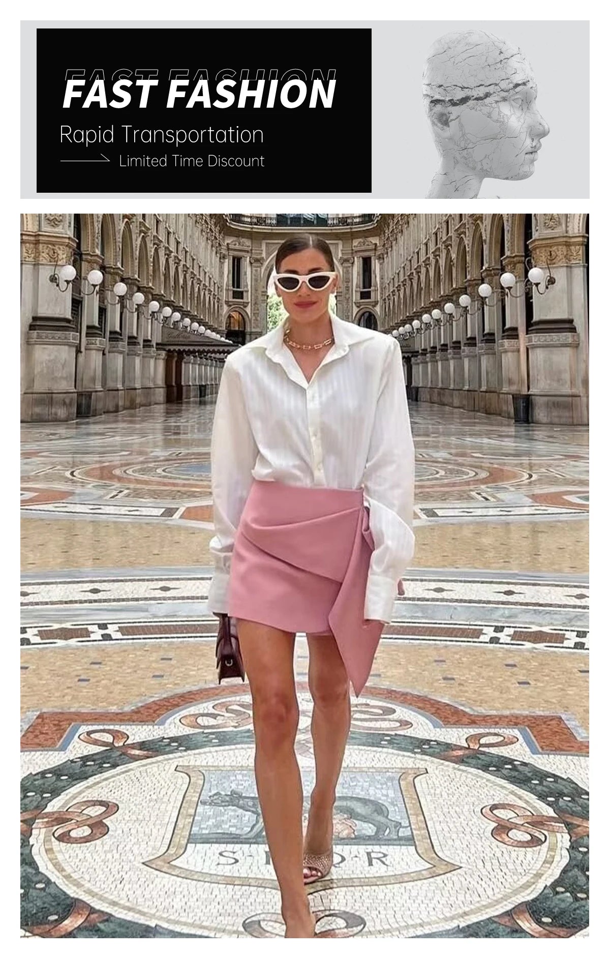 PB&ZA2024 Summer New Product Fashion Casual Women's High Waist Versatile Half body Skirt Pants Straight Leg Shorts