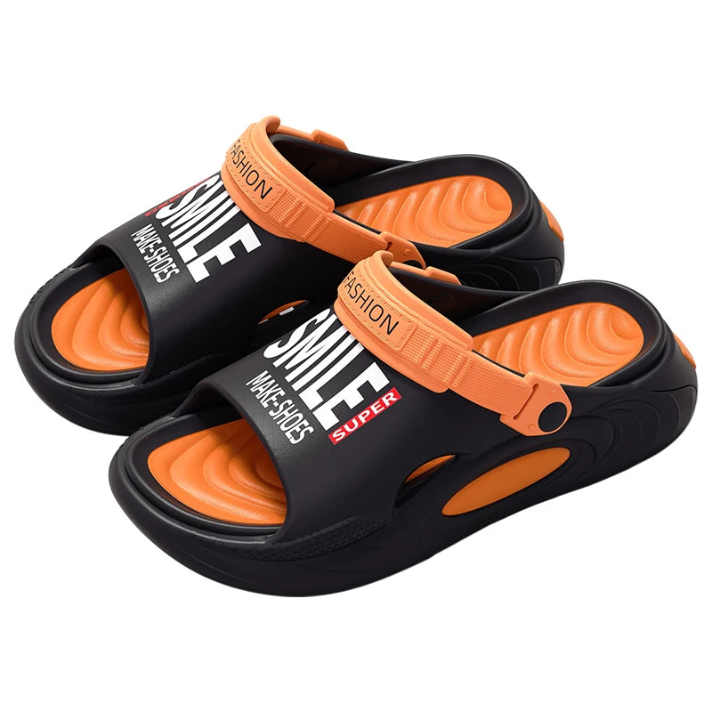 Summer Men Thick Bottom Hole Shoes Beach EVA Platform Slippers Fashion Comfortable Non-Slip Sandals Indoor Outdoor Men Slides