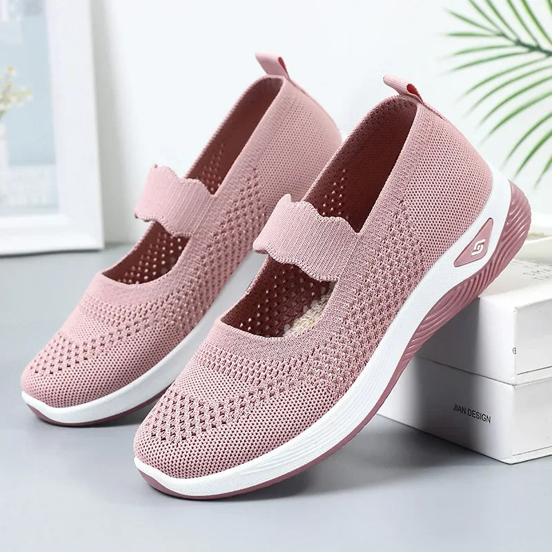 Women Lightweight Breathable Mesh Sneakers Spring Summer Slip On Casual Sports Shoes Woman Plus Size Comfort Non Slip Flat Shoes