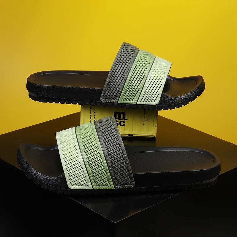 Summer Men Slippers Gradient Design Sandals Outdoor Clogs Soft Beach Slippers Comfortable Casual Indoor Home Shoe For Male 38-47