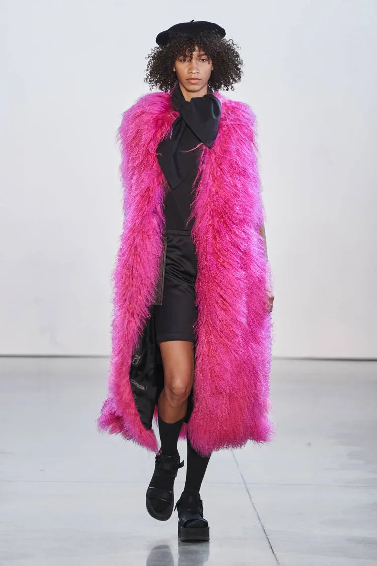 Winer Women Warm Faux Fur Plush Coats Mongolia Sheep Fur Women Long Vest Female Jacket Autumn Furry Sleeveless Outerwear 2024