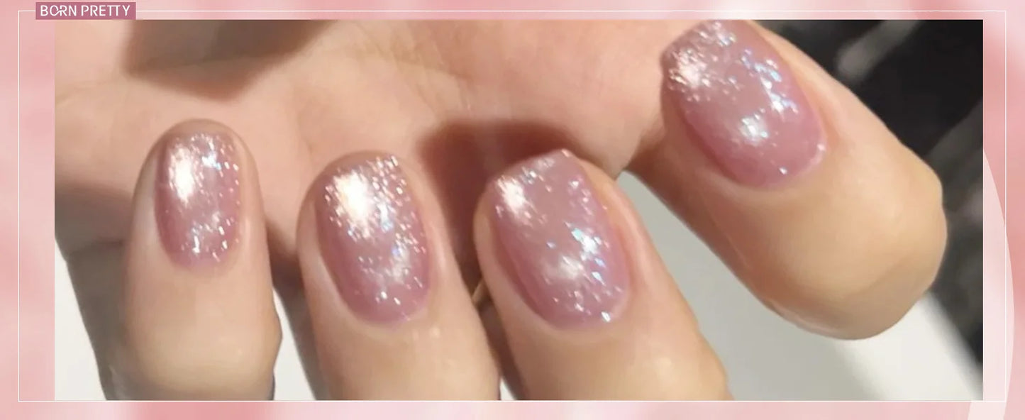 BORN PRETTY 6PCS Pink Ocean Cat Nail Gel Polish Set With Magnet Stick Jelly Holographics Magnetic Nail Kit Salon Art Manicure