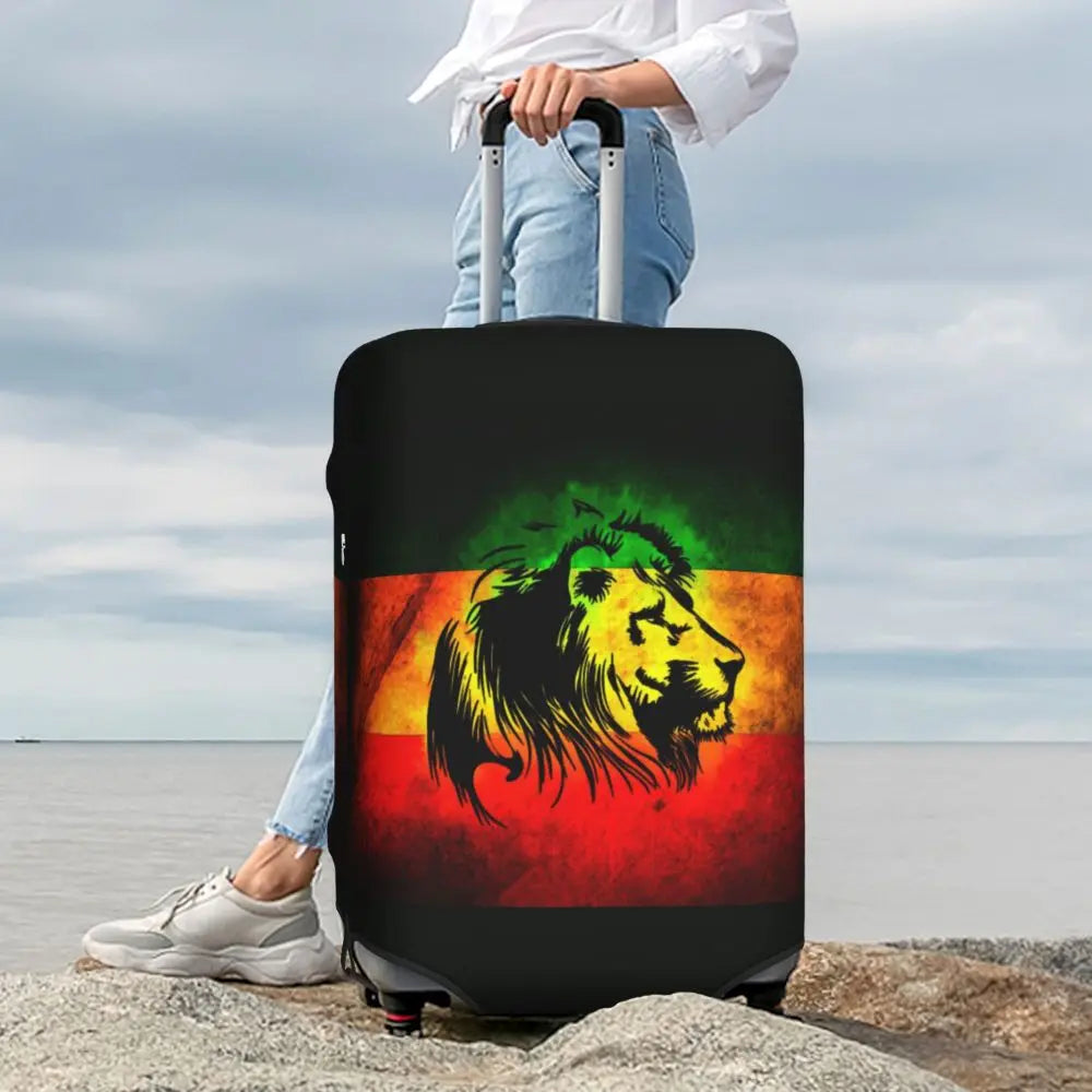 Custom Cute Jamaica Rasta Judah Lion Rastafari Flag Luggage Cover Protector Dust Proof Travel Suitcase Covers