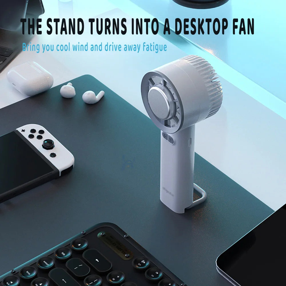 Portable Ice Compress Mini Fan with Hook 3-speed Wind Adjustable USB Rechargeable High-speed Handheld Turbo Fan 3S Fast Cooling